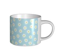 YWSOTRE Lindas flores de margaritas florales azules,Taza de cerámica de gran capacidad, taza de té, taza de café 450 ml