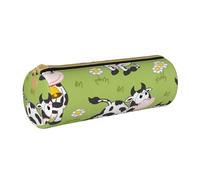 YWSOTRE Lindo Animal Vaca Verde, Estuche para lápices Estuche cilíndrico para lápices Estuche para lápices de Cuero portátil Estuche para cosméticos