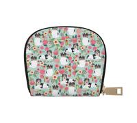 YWSOTRE Lindo Biewer Terrier Perros Rosa Flor Floral, Funda de Cuero de PU para Tarjetas, Tarjetero Elegante, Tarjetero Tipo Billetera