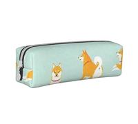 YWSOTRE Lindo Cachorro Shiba inu, Estuche para lápices Estuche para lápices Estuche para lápices de Cuero portátil con Estuche para cosméticos con Cremallera