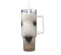 YWSOTRE Lindo cachorro westie,Botella de agua de acero inoxidable con asa para bebidas frías y calientes de 40 oz.