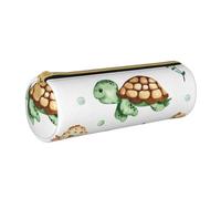 YWSOTRE Lindo Cangrejo Tortuga Marina Acuarela, Estuche para lápices Estuche cilíndrico para lápices Estuche para lápices de Cuero portátil Estuche para cosméticos