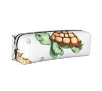 YWSOTRE Lindo Cangrejo Tortuga Marina Acuarela, Estuche para lápices Estuche para lápices Estuche para lápices de Cuero portátil con Estuche para cosméticos con Cremallera