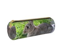 YWSOTRE Lindo Conejo Liebre Gris, Estuche para lápices Estuche cilíndrico para lápices Estuche para lápices de Cuero portátil Estuche para cosméticos