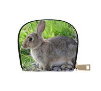 YWSOTRE Lindo Conejo Liebre Gris, Funda de Cuero de PU para Tarjetas, Tarjetero Elegante, Tarjetero Tipo Billetera