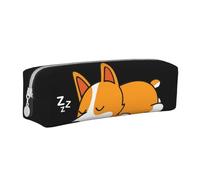 YWSOTRE Lindo Corgi durmiendo, Estuche para lápices Estuche para lápices Estuche para lápices de Cuero portátil con Estuche para cosméticos con Cremallera