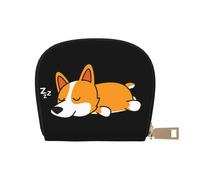 YWSOTRE Lindo Corgi durmiendo, Funda de Cuero de PU para Tarjetas, Tarjetero Elegante, Tarjetero Tipo Billetera