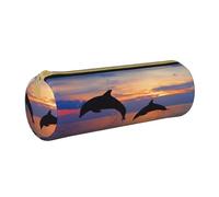 YWSOTRE Lindo delfín Impreso., Estuche para lápices Estuche cilíndrico para lápices Estuche para lápices de Cuero portátil Estuche para cosméticos