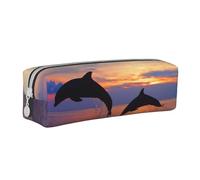 YWSOTRE Lindo delfín Impreso., Estuche para lápices Estuche para lápices Estuche para lápices de Cuero portátil con Estuche para cosméticos con Cremallera