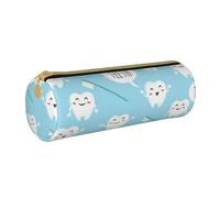 YWSOTRE Lindo Dentista higienista Dental Estampado Azul, Estuche para lápices Estuche cilíndrico para lápices Estuche para lápices de Cuero portátil Estuche para cosméticos