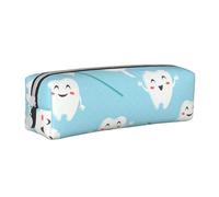 YWSOTRE Lindo Dentista higienista Dental Estampado Azul, Estuche para lápices Estuche para lápices Estuche para lápices de Cuero portátil con Estuche para cosméticos con Cremallera