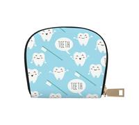 YWSOTRE Lindo Dentista higienista Dental Estampado Azul, Funda de Cuero de PU para Tarjetas, Tarjetero Elegante, Tarjetero Tipo Billetera