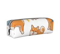 YWSOTRE Lindo, Divertido, Shiba inu, Estuche para lápices Estuche para lápices Estuche para lápices de Cuero portátil con Estuche para cosméticos con Cremallera