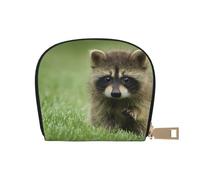 YWSOTRE Lindo Mapache Estampado a la Moda., Funda de Cuero de PU para Tarjetas, Tarjetero Elegante, Tarjetero Tipo Billetera