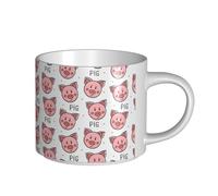 YWSOTRE Lindo patrón de estampado de cerdo animal,Taza de cerámica de gran capacidad, taza de té, taza de café 450 ml