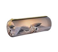 YWSOTRE Lindo Perrito Jack Russell Terrier, Estuche para lápices Estuche cilíndrico para lápices Estuche para lápices de Cuero portátil Estuche para cosméticos