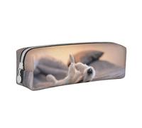 YWSOTRE Lindo Perrito Jack Russell Terrier, Estuche para lápices Estuche para lápices Estuche para lápices de Cuero portátil con Estuche para cosméticos con Cremallera