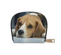 YWSOTRE Lindo Perro Beagle yace en el Suelo, Funda de Cuero de PU para Tarjetas, Tarjetero Elegante, Tarjetero Tipo Billetera