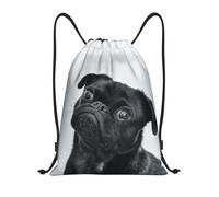 YWSOTRE Lindo perro pug negro, Mochila con cordón, unisex, para deporte, gimnasio, informal, para el día a día, talla M