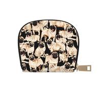 YWSOTRE Lindo Perro Pugs Divertido, Funda de Cuero de PU para Tarjetas, Tarjetero Elegante, Tarjetero Tipo Billetera