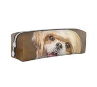 YWSOTRE Lindo Perro Shih Tzu, Estuche para lápices Estuche para lápices Estuche para lápices de Cuero portátil con Estuche para cosméticos con Cremallera