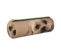 YWSOTRE Lindo Perro Shitzu, Estuche para lápices Estuche cilíndrico para lápices Estuche para lápices de Cuero portátil Estuche para cosméticos