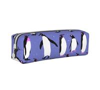 YWSOTRE Lindo pingüino Morado, Estuche para lápices Estuche para lápices Estuche para lápices de Cuero portátil con Estuche para cosméticos con Cremallera