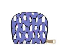 YWSOTRE Lindo pingüino Morado, Funda de Cuero de PU para Tarjetas, Tarjetero Elegante, Tarjetero Tipo Billetera