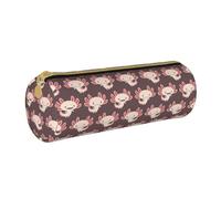 YWSOTRE Lindo Poder de ajolote, Estuche para lápices Estuche cilíndrico para lápices Estuche para lápices de Cuero portátil Estuche para cosméticos