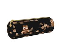 YWSOTRE Lindos búhos Marrones de Dibujos Animados, Estuche para lápices Estuche cilíndrico para lápices Estuche para lápices de Cuero portátil Estuche para cosméticos