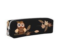 YWSOTRE Lindos búhos Marrones de Dibujos Animados, Estuche para lápices Estuche para lápices Estuche para lápices de Cuero portátil con Estuche para cosméticos con Cremallera