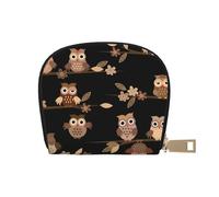 YWSOTRE Lindos búhos Marrones de Dibujos Animados, Funda de Cuero de PU para Tarjetas, Tarjetero Elegante, Tarjetero Tipo Billetera