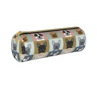 YWSOTRE Lindos Bulldogs franceses, Estuche para lápices Estuche cilíndrico para lápices Estuche para lápices de Cuero portátil Estuche para cosméticos