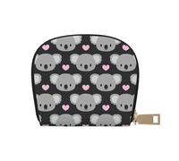 YWSOTRE Lindos Koalas y Corazones Rosados, Funda de Cuero de PU para Tarjetas, Tarjetero Elegante, Tarjetero Tipo Billetera