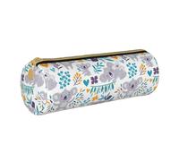 YWSOTRE Lindos Osos Koala y Flores, Estuche para lápices Estuche cilíndrico para lápices Estuche para lápices de Cuero portátil Estuche para cosméticos