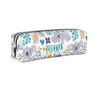 YWSOTRE Lindos Osos Koala y Flores, Estuche para lápices Estuche para lápices Estuche para lápices de Cuero portátil con Estuche para cosméticos con Cremallera