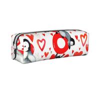YWSOTRE Lindos pingüinos día de San Valentín, Estuche para lápices Estuche para lápices Estuche para lápices de Cuero portátil con Estuche para cosméticos con Cremallera