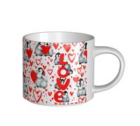 YWSOTRE Lindos pingüinos para el Día de San Valentín,Taza de cerámica de gran capacidad, taza de té, taza de café 450 ml