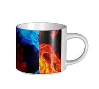 YWSOTRE Llama roja y azul,Taza de cerámica de gran capacidad, taza de té, taza de café 450 ml