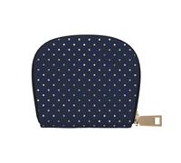 YWSOTRE Lunares Dorados Azul Marino Elegantes Modernos, Funda de Cuero de PU para Tarjetas, Tarjetero Elegante, Tarjetero Tipo Billetera