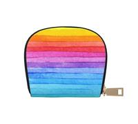 YWSOTRE Madera Colorida del Arco Iris, Funda de Cuero de PU para Tarjetas, Tarjetero Elegante, Tarjetero Tipo Billetera