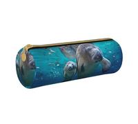 YWSOTRE Manatí de mar, Estuche para lápices Estuche cilíndrico para lápices Estuche para lápices de Cuero portátil Estuche para cosméticos