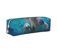 YWSOTRE Manatí de mar, Estuche para lápices Estuche para lápices Estuche para lápices de Cuero portátil con Estuche para cosméticos con Cremallera
