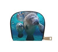 YWSOTRE Manatí de mar, Funda de Cuero de PU para Tarjetas, Tarjetero Elegante, Tarjetero Tipo Billetera
