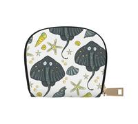 YWSOTRE Mantarraya de Vida Marina, Funda de Cuero de PU para Tarjetas, Tarjetero Elegante, Tarjetero Tipo Billetera