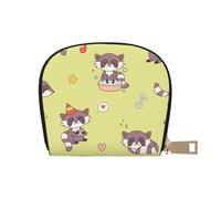 YWSOTRE Mapache Kawaii Lindo, Funda de Cuero de PU para Tarjetas, Tarjetero Elegante, Tarjetero Tipo Billetera