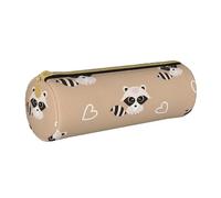 YWSOTRE Mapache Lindo Estampado Animal, Estuche para lápices Estuche cilíndrico para lápices Estuche para lápices de Cuero portátil Estuche para cosméticos