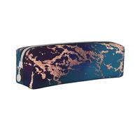 YWSOTRE Marble Luxe Decor Morado Oscuro y Verde Azulado con Dorado, Estuche para lápices Estuche para lápices Estuche para lápices de Cuero portátil con Estuche para cosméticos con Cremallera