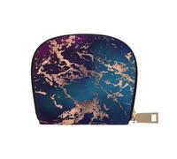 YWSOTRE Marble Luxe Decor Morado Oscuro y Verde Azulado con Dorado, Funda de Cuero de PU para Tarjetas, Tarjetero Elegante, Tarjetero Tipo Billetera