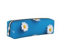YWSOTRE Margarita Blanca Estampada., Estuche para lápices Estuche para lápices Estuche para lápices de Cuero portátil con Estuche para cosméticos con Cremallera